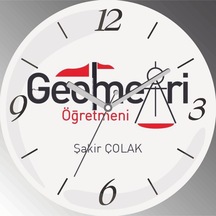 Kişye Özel Geometri Öğretmeni Çap 30cm Sessiz Akar Bombeli Gerçek Cam Duvar Saati Siyah