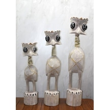 Ahşap 3'lü Deve Kuşu Seti 90 Cm