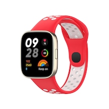 Newface - 162 - Xiaomi Redmi Watch 3 Spor Delikli Kordon - Csmo-tex - - Kırmızı-beyaz