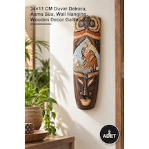 2 Adet Ahşap Duvara Asmalı Kumlu Mask 34 11 Cm Duvar Dekoru, Asma Süs, Wall Hanging Wooden Decor Galileo-8