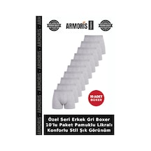 Armoris Özel Seri Erkek Gri Boxer 10'lu Paket Pamuklu Likralı Konforlu Stil Şık Görünüm