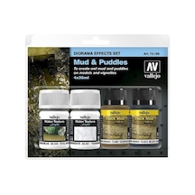 4x35 Ml. Mud & Puddles 4 Maket Boyası Pigment Seti, Vallejo 73189 Standart