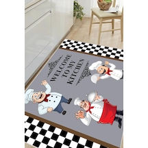 Dijital Baskılı Dekoratif Kaymaz Taban Yıkanabilir Aşçı Desenli Halı Mutfak Halısı Yolluk Salon Halısı