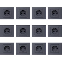 Ovivo Grano Füme Topraklı Priz Çerçeveli 12  Adet