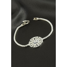 Nazar - 138 - Zirkon Taşlı Çocuk Bileklik 16 Cm - Spt-gld - Gümüş Rengi