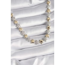 Pirinç Mix Renk Zirkon Taşlı Yıldız Model Vıp Exclusive Seri Kadın Kolye - Özel Seri Bzsurn009535 Gümüş