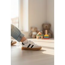 Enoch Çocuk Bebek Cırt Cırtlı Süet Burun Takviyeli Ortopedik Kauçuk Taban Sneakers Spor Ayakkabı Beyaz - Siyah