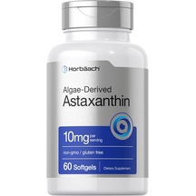 Horbäach Astaxanthin Algae Derived Eyes Skin Health 10mg 60 Softgels Aromasız