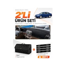 E-biz Hyundai Sonata 2004-2007 Uyumlu Torpido Örtüsü + Deri Bagaj Çantası Seti - Siyah - Hu029