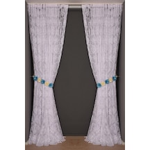 Damaks Beyaz Hazır Dikilmiş Pileli Fon Perde 300x260 Cm