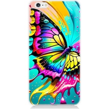 Apple Uyumlu iPhone 6 Silikon Kılıf Renkli Boya Ve Kelebek