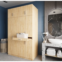 Modena Çamaşır Ve Kurutma Makinesi Dolabı Banyo Dolabı Meşe Meşe