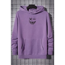 Uyguntarz Cartoon Graphic Thermal Lined Drawstring Sweatshirt Lila