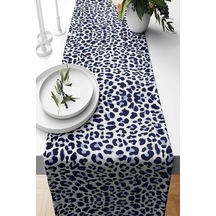 Pelangi Leopar Desen Leke Tutmaz Kumaş Salon Mutfak Masa Değişik Ranır Modelleri Runner, Siyah-mavi 40 X 140 Çok Renkli