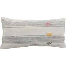 Zehra Abla Halı Yeni El Dokuma Dekoratif Lumbar Kilim Kırlent Yastık Kılıfı 6619 Çok Renkli