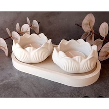 Bernami Mum Pinterest 3 Lü Set Lotus Mumluk Ve Oval Sunum Tabagı Dekoratif Obje Süs Eşyası Biblo Hediyelik Diğer