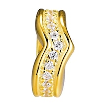Nur Silver Gold Renk İnce Taşlı Gümüş Charm Nur-bl01013