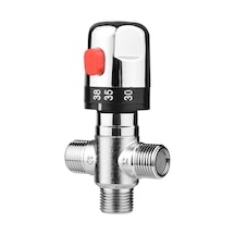 Springsun Termostatik Su Karıştırma Valfi - Güneş Enerjili Sistemler İçin Bakır Sıcak Soğuk Duş Bataryası Gümüş