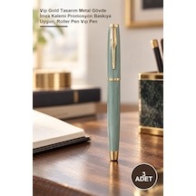 3 Adet Metal Roller Kalem Vip Gold Tasarım Metal Gövde İmza Kalemi Promosyon Baskıya Uygun, Roller Pen Vıp Pen 1