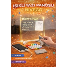 Led Işıklı Çizim Tahtası Ayarlanabilir Stant 7 Renk Kalem Hediyeli Geliştirici Eğitici 1 Nivego Led Işıklı Çizim Tahtası Ayarlanabilir Stant 7 Renk Kalem Hediyeli Geliştirici Eğitici Şeffaf