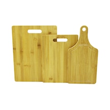 3 Boy Set Ahşap Bambu Kesim Panosu 16x22 - 20x28 - 25x33cm 4533 Çok Renkli
