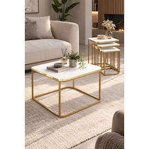 Tablalar Beyaz Mermer / Ayaklar Gold
