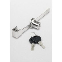 Proalet Sürgülü Cam Kilidi, 140 Mm, Zamak Gövde, Krom Kaplama, 3-6 Mm Kalın Cam Kapak İçin, 2 Yedek Anahtarlı, Güvenlik Kilidi, Cam Dolap, Vitrin, Sürgü Kapak Uyumlu, Kolay Montaj