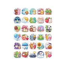 30 Adet Sevimli İkililer Sticker Seti - Laptop Telefon Defter İçin Çok Renkli