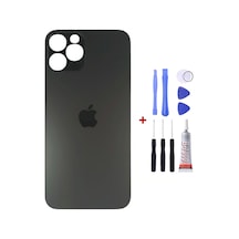 Apple Uyumlu iPhone 12 Pro Max Siyah Arka Cam Kapak Arka Pil Kapağı