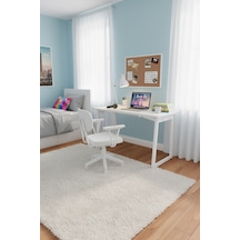 Vilinze Biga Çalışma Ofis Masası Ve Deniz Çalışma Ofis Sandalyesi Set - 60x120 Cm Teddy Beyaz Vilinze Biga Çalışma Ofis Masası Ve Deniz Çalışma Ofis Sandalyesi Set - 60x120 Cm Teddy Beyaz