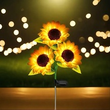 Tr Güneş Enerjili Ayçiçeği Led Bahçe Kazık Işığı, Sıcak Sarı, Plastik, 75.5cm, Otomatik Açma/kapama, Su Ge