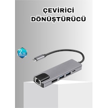 Alüminyum Kasalı Macbook Usb-c Hub 4k Hdmı, Usb 3.0, Sd/tf Kart Girişi, Pd Şarj Desteği
