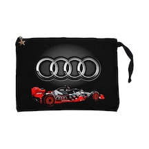 F1 Audi Logo 3D Siyah Clutch Astarlı Cüzdan / El Çantası Siyah