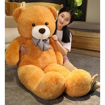 Yeni Yıla Özel:elinde Baskılı Kalbi İle Papyonlu Peluş Ayı-140 Cm Kahverengi