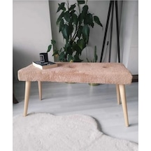 Ahşap Ayaklı Handmade Geniş Oturum Alanlı Welsoft Kumaş Pofidik Puf Bench ,ayak Ucu Uzatmalık Kahverengi