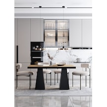 Avvio Pietro Lake Mdf Ayak Teddy Sandalye 80x120 Yemek Masası Mutfak Masası 4 Kişilik Masa Sandalye Takım Akça
