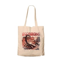 Scorpions Coming Home Live Krem Fermuarlı Bez Çanta Gabardin