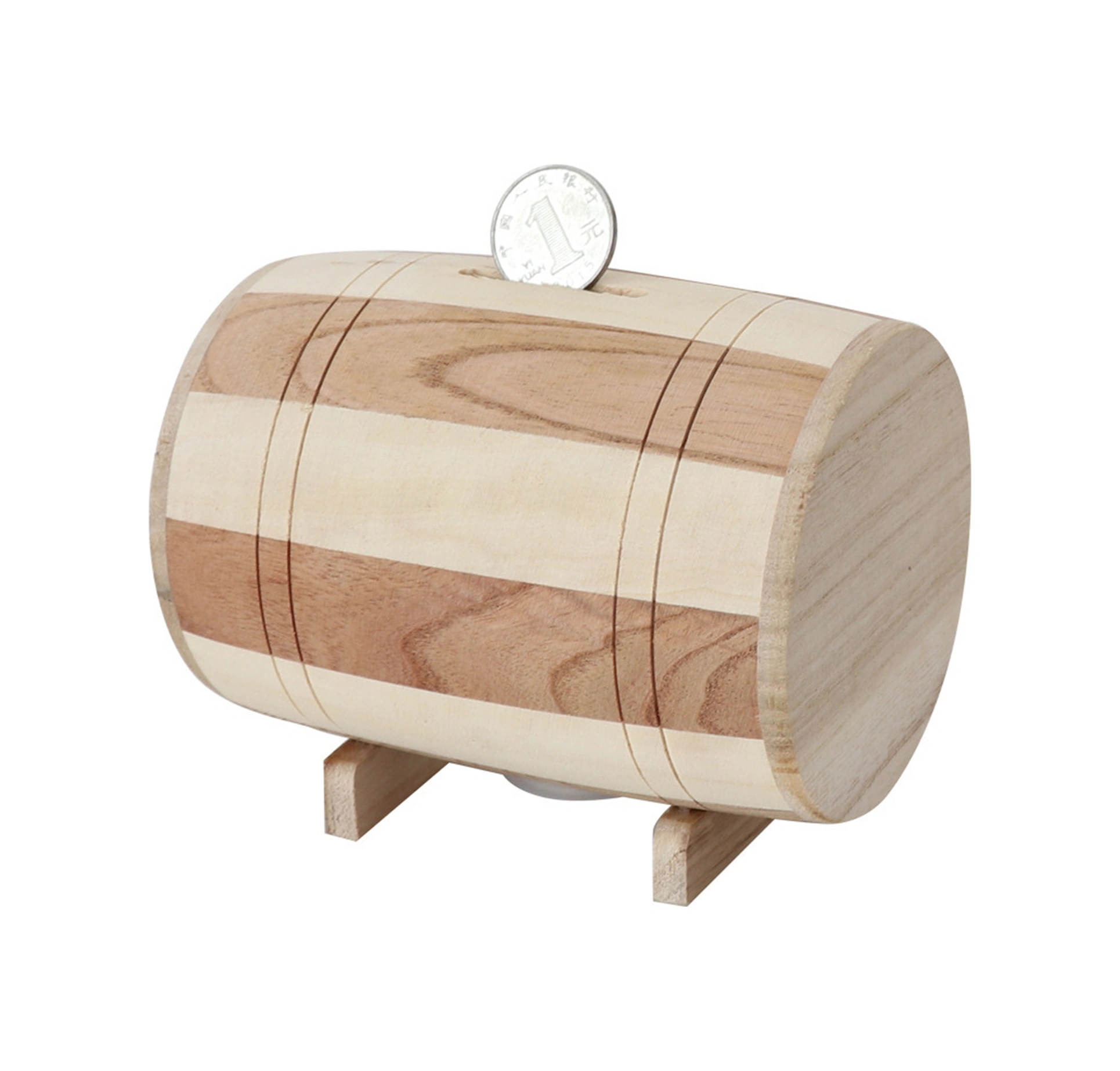 Folinda Büyük Boy Ahşap Dairesel Para Kazanması - Ev Dekorasyonu Hediyelik Öğe - Çok Amaçlı Depolama Kutusu - Ahşap Desenli Montajlı Tasarım