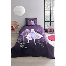 Lisanslı Disney Frozen Natural Fitted Tek Kişilik Pike Takımı - Mor