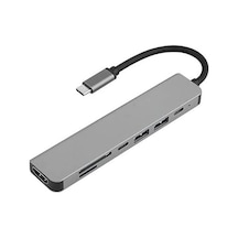 Macbook Pro Dell İle Uyumlu Type C To 4k Hdmı + Usb 3.0 + Sd/tf + Pd + Type-c, Taşınabilir 7in1 Adaptör