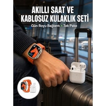 Watch 9 Max Akıllı Saat Seti 2 Kordonlu Kablosuz Kulaklık Hediyeli Yeni Nesil