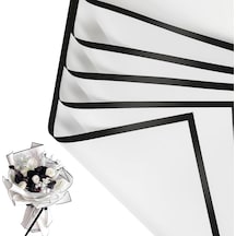 Çiçek Ambalaj Kağıdı - Beyaz - Siyah Kenarlı - Mat Opp 58x58 Cm - 20 Adet