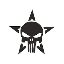 Yıldız Punisher Kurukafa Kuru Kafa Araba Sticker 23cm