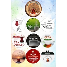 10 Lu Yuvarlak Ahşap Cafe Çay Tablo Seti, Çay Ocağı, Mutfak Ve Ev Duvar Dekorasyonu