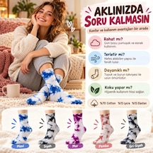Bezos Unisex Batik Desenli Çorap 10'lu Set Pamuklu Renkli Uzun Soket Dikişsiz Nefes Alan Günlük Spor Çorabı Ventra Çok  Renkli