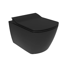 Eg321 Elegant Rim-off Kanalsız Duroplast Yavaş Kapanan Klozet Kapaklı Kömür Karası Mat Siyah Set Siyah