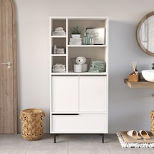 Robin Home Lidya Banyo Dolabı Çok Amaçlı Dolap 3 Kapaklı Metal Ay Beyaz