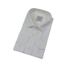 Erkek Slim Fitt Likralı Uzun Kol Kulplu Gömlek 2358 Bgl-st04384 Beyaz