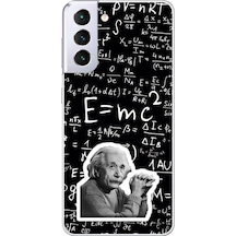 Samsung Galaxy S21+ Uyumlu Şeffaf Kılıf Albert Einstein Tasarımlı