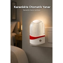 Bnl Ticaret Fotoselli Led Gece Lambası - Enerji Tasarruflu Priz Tipi Kırmızı